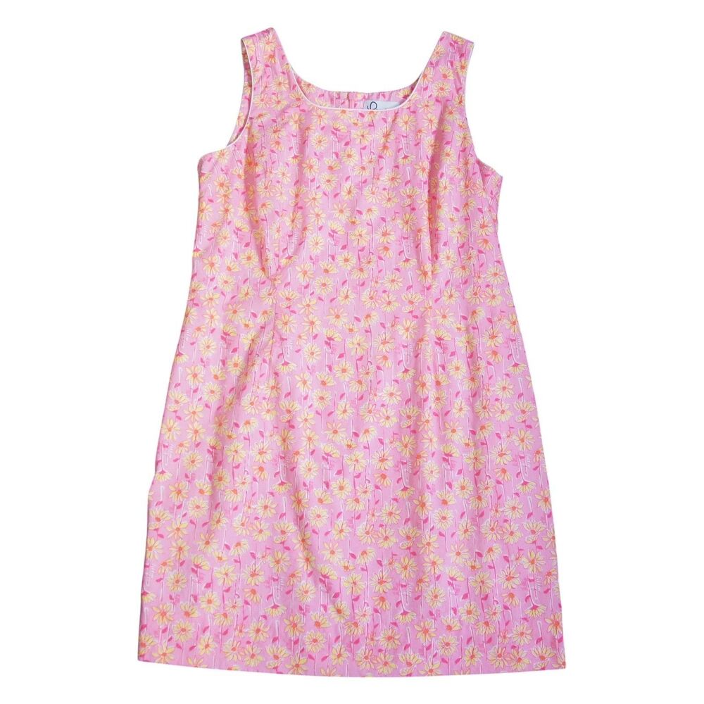 Lilly Pulitzer Pink Daisy Floral Shift Dress Sleeveless Mini Size 12 Women